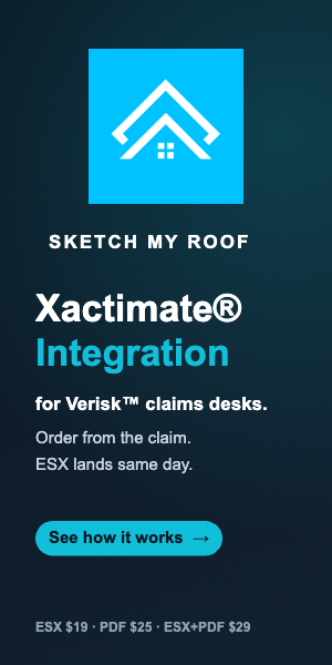 Sketch My Roof: Xactimate® Integration for Verisk claims desks.